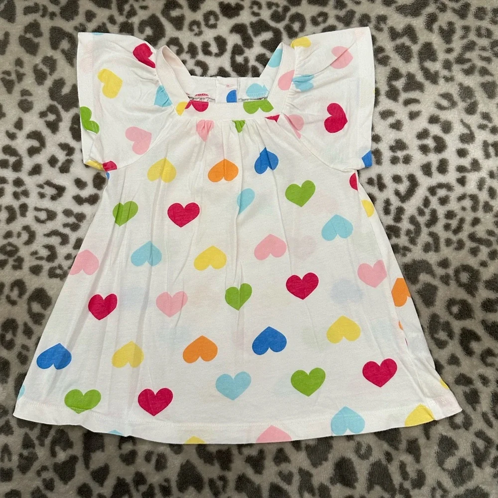 Carter’s Heart Print Short Sleeve Top in White Size 3T Toddler Girls